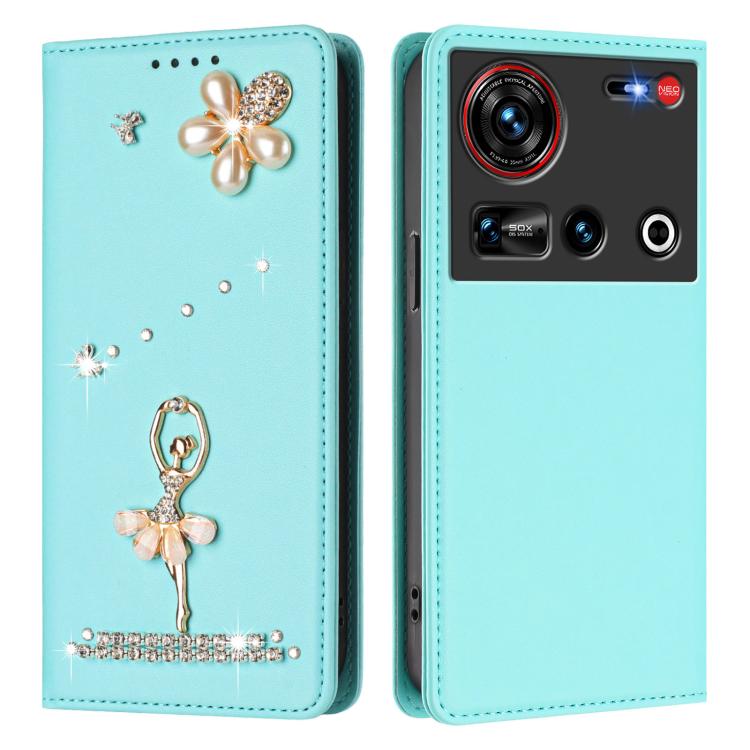 For ZTE nubia Z70 Ultra Ballet Girl Diamond Studded RFID Vegan Leather Phone Case