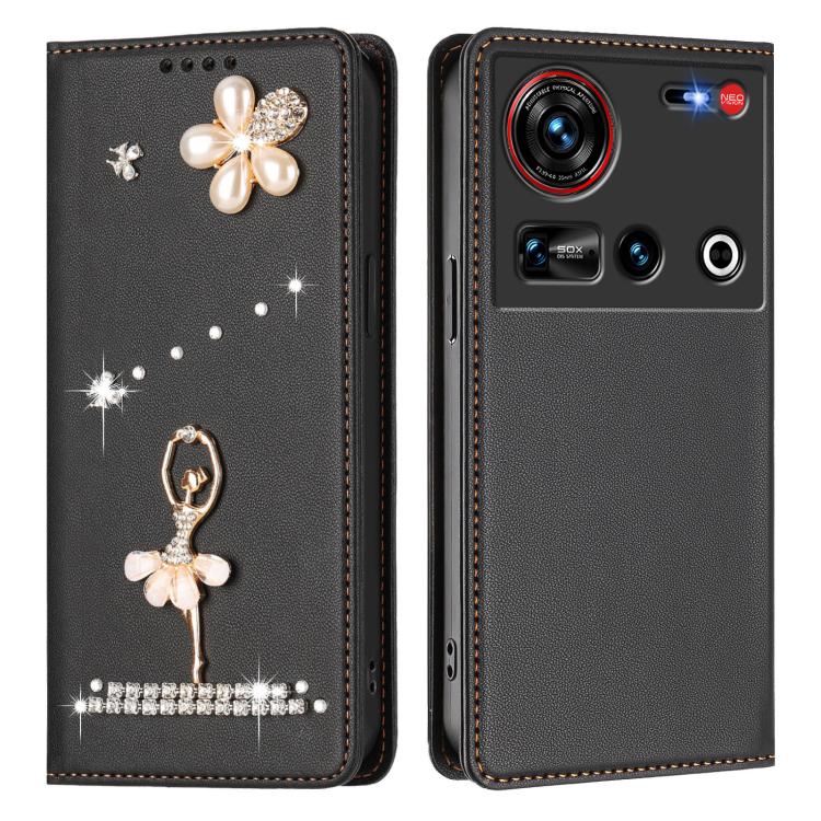 For ZTE nubia Z70 Ultra Ballet Girl Diamond Studded RFID Vegan Leather Phone Case