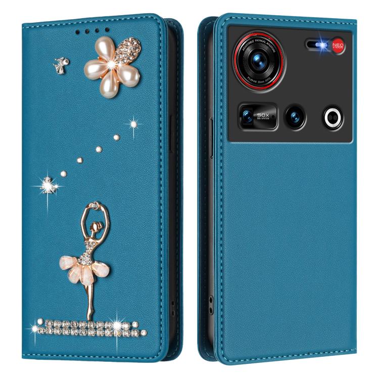 For ZTE nubia Z70 Ultra Ballet Girl Diamond Studded RFID Vegan Leather Phone Case