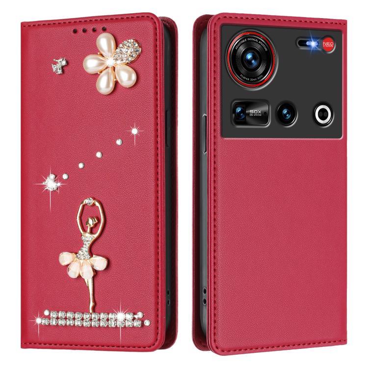 For ZTE nubia Z70 Ultra Ballet Girl Diamond Studded RFID Vegan Leather Phone Case
