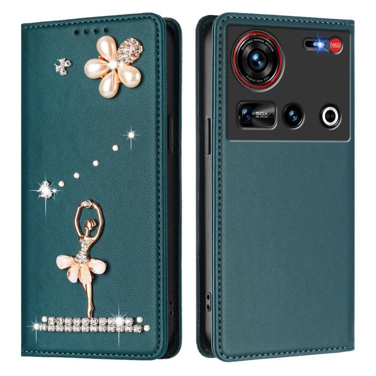 For ZTE nubia Z70 Ultra Ballet Girl Diamond Studded RFID Vegan Leather Phone Case