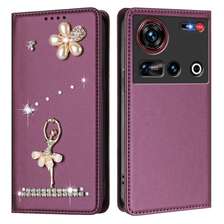 For ZTE nubia Z70 Ultra Ballet Girl Diamond Studded RFID Vegan Leather Phone Case