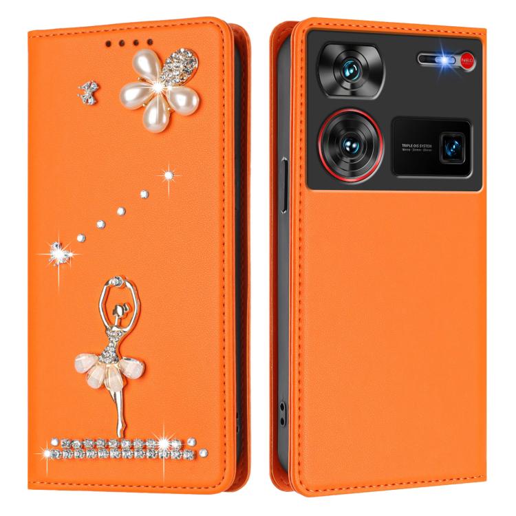 For ZTE nubia Z60 Ultra Ballet Girl Diamond Studded RFID Vegan Leather Phone Case