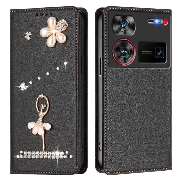 For ZTE nubia Z60 Ultra Ballet Girl Diamond Studded RFID Vegan Leather Phone Case