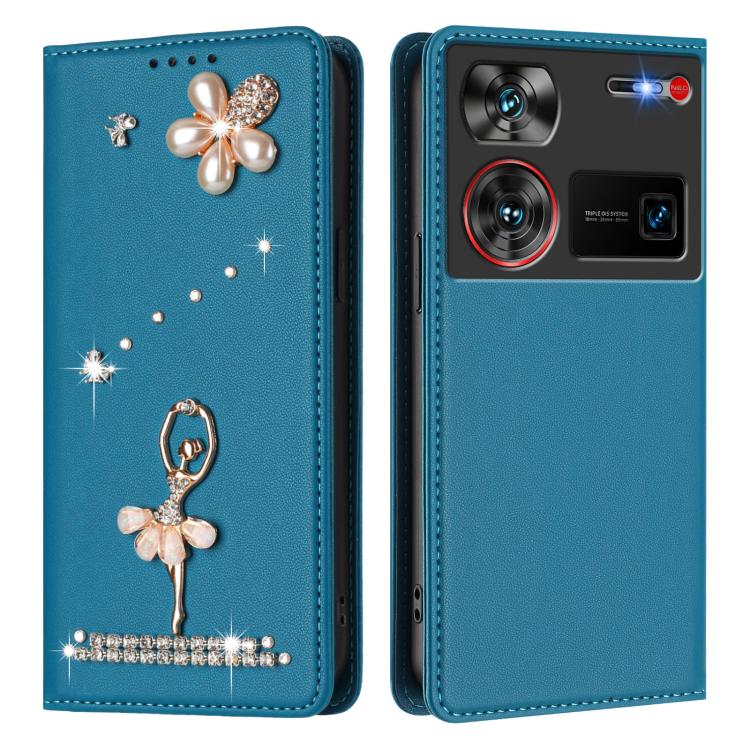 For ZTE nubia Z60 Ultra Ballet Girl Diamond Studded RFID Vegan Leather Phone Case