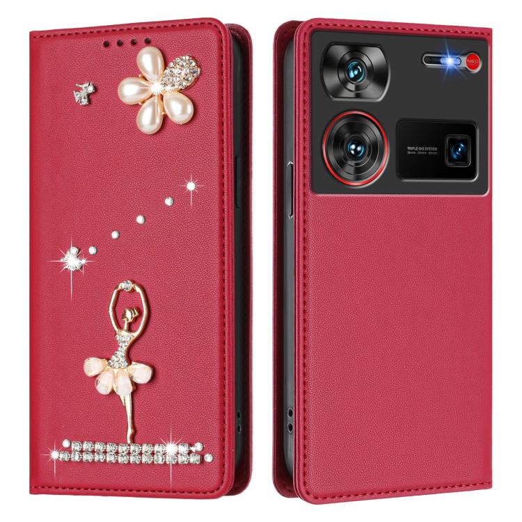 For ZTE nubia Z60 Ultra Ballet Girl Diamond Studded RFID Vegan Leather Phone Case