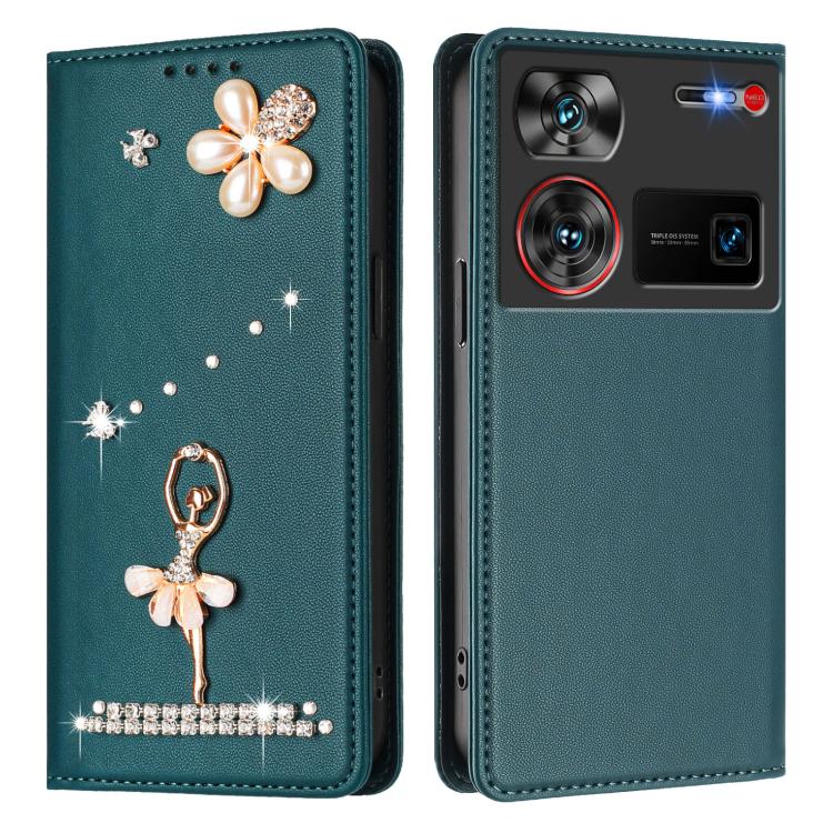 For ZTE nubia Z60 Ultra Ballet Girl Diamond Studded RFID Vegan Leather Phone Case