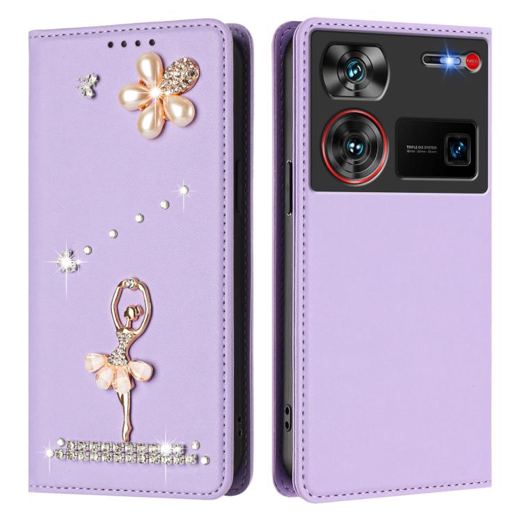For ZTE nubia Z60 Ultra Ballet Girl Diamond Studded RFID Vegan Leather Phone Case