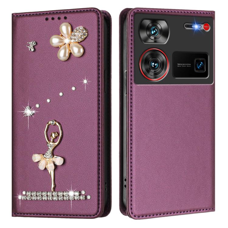 For ZTE nubia Z60 Ultra Ballet Girl Diamond Studded RFID Vegan Leather Phone Case