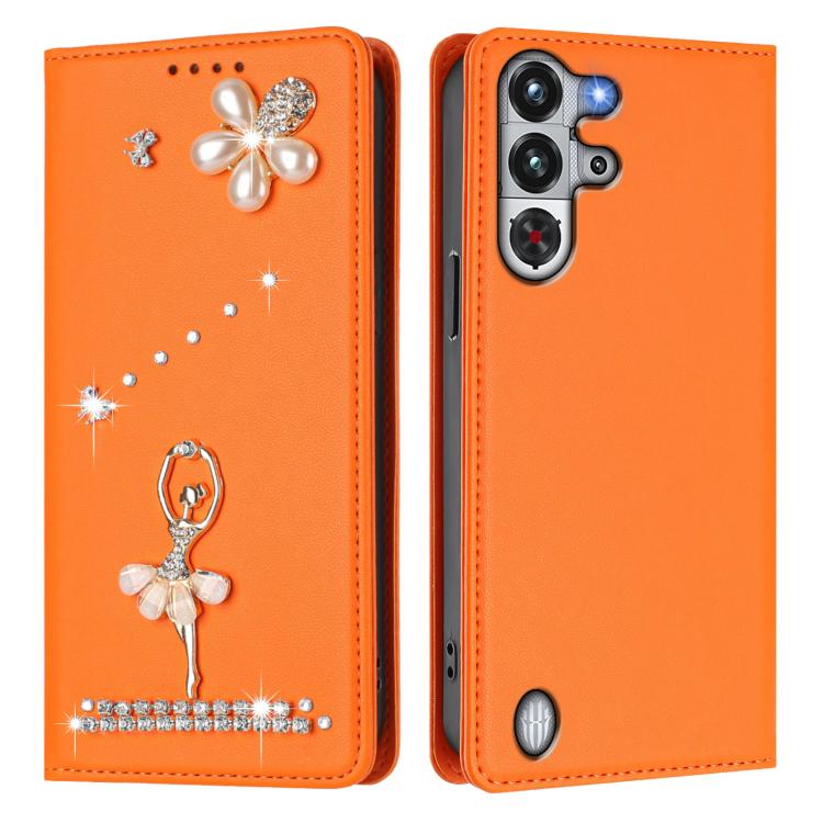 For ZTE nubia RedMagic 10 Pro Ballet Girl Diamond Studded RFID Vegan Leather Phone Case