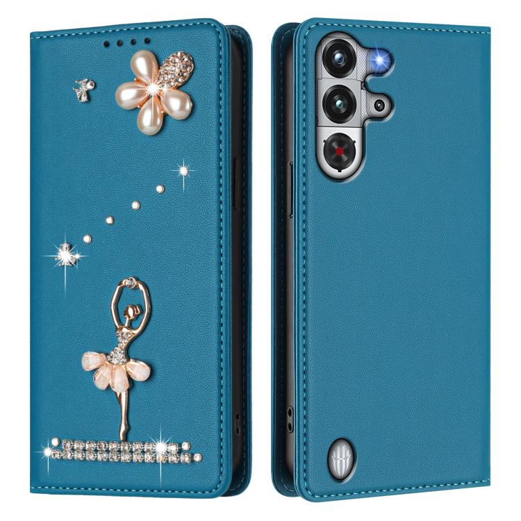 For ZTE nubia RedMagic 10 Pro Ballet Girl Diamond Studded RFID Vegan Leather Phone Case