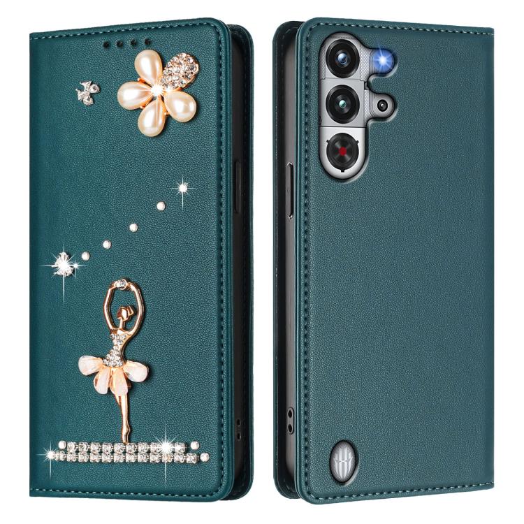 For ZTE nubia RedMagic 10 Pro Ballet Girl Diamond Studded RFID Vegan Leather Phone Case