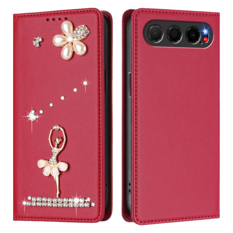 For ZTE nubia Air Ballet Girl Diamond Studded RFID Vegan Leather Phone Case