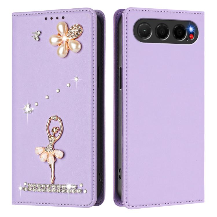 For ZTE nubia Air Ballet Girl Diamond Studded RFID Vegan Leather Phone Case