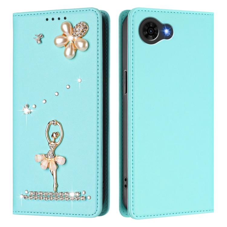 For ZTE Nubia S2e / S2R / S2 Lite Ballet Girl Diamond Studded RFID Vegan Leather Phone Case