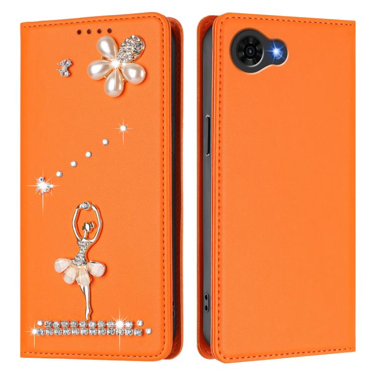 For ZTE Nubia S2e / S2R / S2 Lite Ballet Girl Diamond Studded RFID Vegan Leather Phone Case