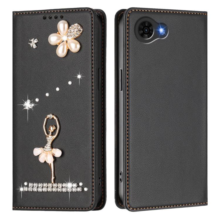 For ZTE Nubia S2e / S2R / S2 Lite Ballet Girl Diamond Studded RFID Vegan Leather Phone Case