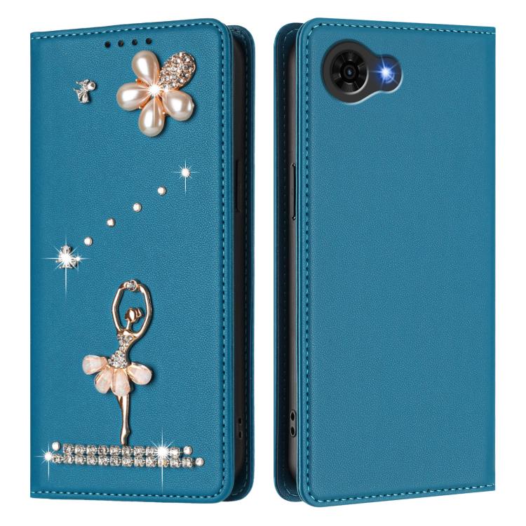 For ZTE Nubia S2e / S2R / S2 Lite Ballet Girl Diamond Studded RFID Vegan Leather Phone Case