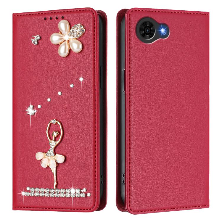 For ZTE Nubia S2e / S2R / S2 Lite Ballet Girl Diamond Studded RFID Vegan Leather Phone Case