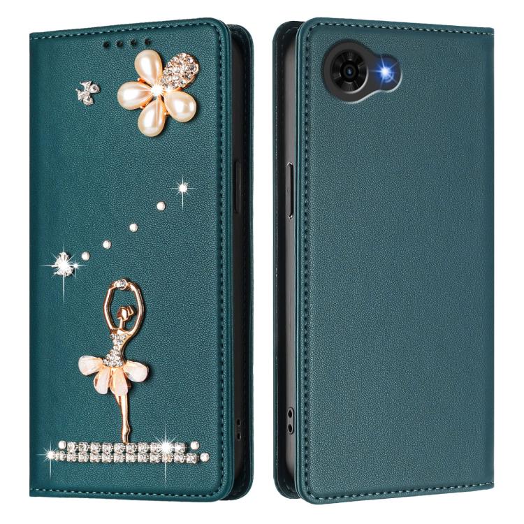For ZTE Nubia S2e / S2R / S2 Lite Ballet Girl Diamond Studded RFID Vegan Leather Phone Case