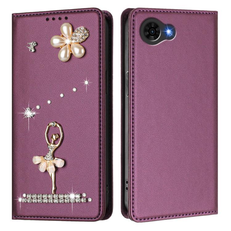 For ZTE Nubia S2e / S2R / S2 Lite Ballet Girl Diamond Studded RFID Vegan Leather Phone Case