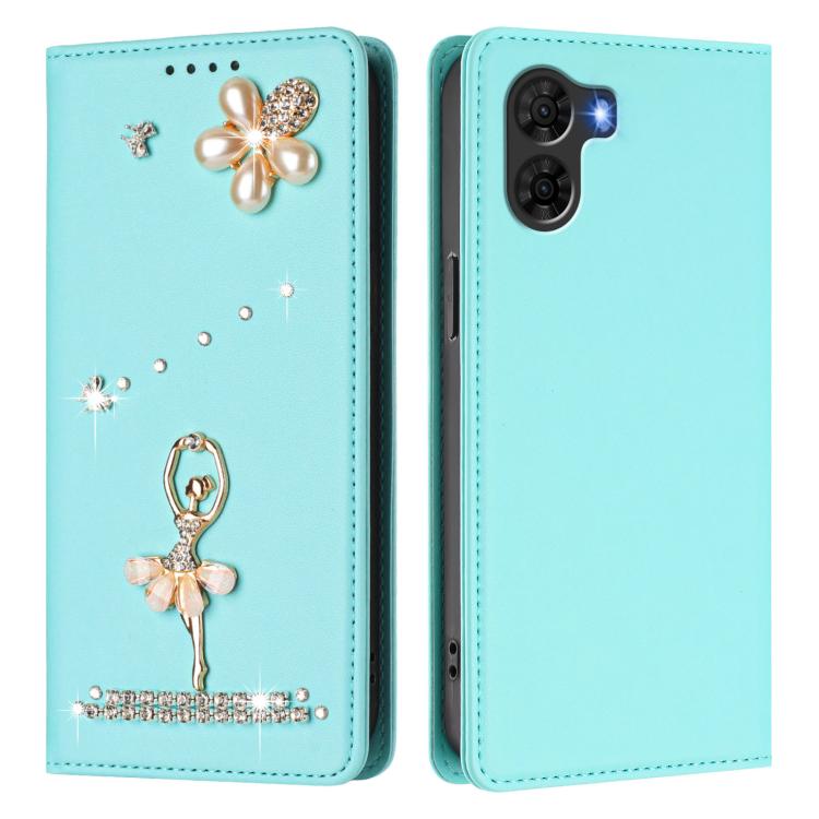 For ZTE Nubia S2 504ZT Ballet Girl Diamond Studded RFID Vegan Leather Phone Case