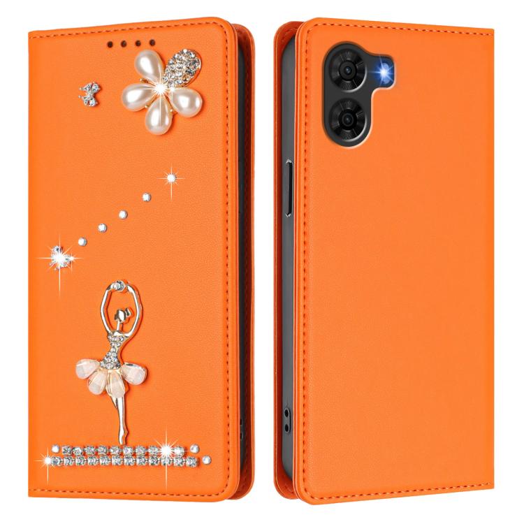 For ZTE Nubia S2 504ZT Ballet Girl Diamond Studded RFID Vegan Leather Phone Case