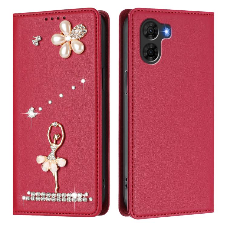 For ZTE Nubia S2 504ZT Ballet Girl Diamond Studded RFID Vegan Leather Phone Case