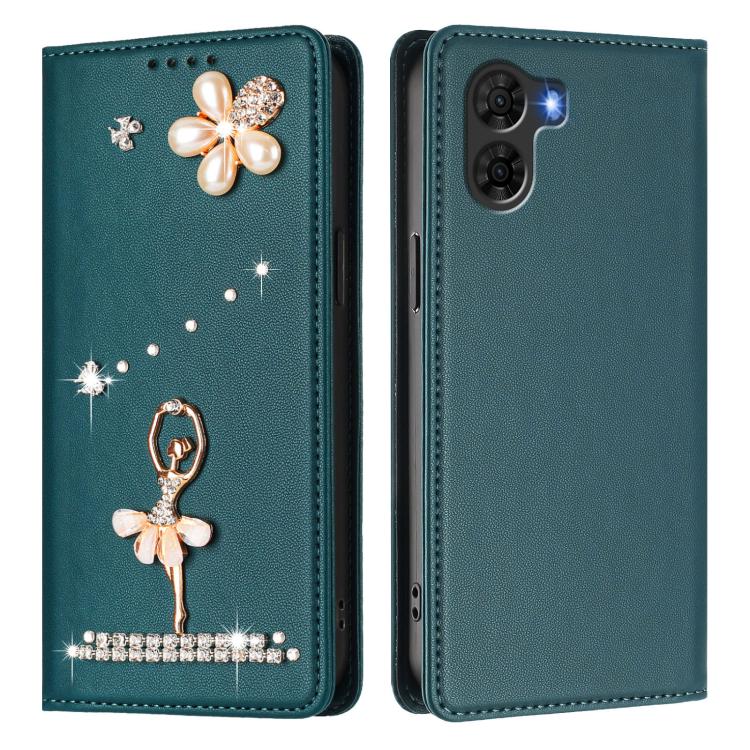 For ZTE Nubia S2 504ZT Ballet Girl Diamond Studded RFID Vegan Leather Phone Case