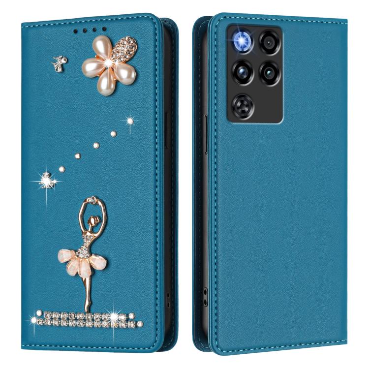 For ZTE nubia RedMagic 11 Pro Ballet Girl Diamond Studded RFID Vegan Leather Phone Case