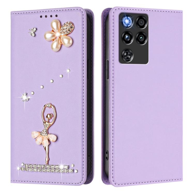 For ZTE nubia RedMagic 11 Pro Ballet Girl Diamond Studded RFID Vegan Leather Phone Case