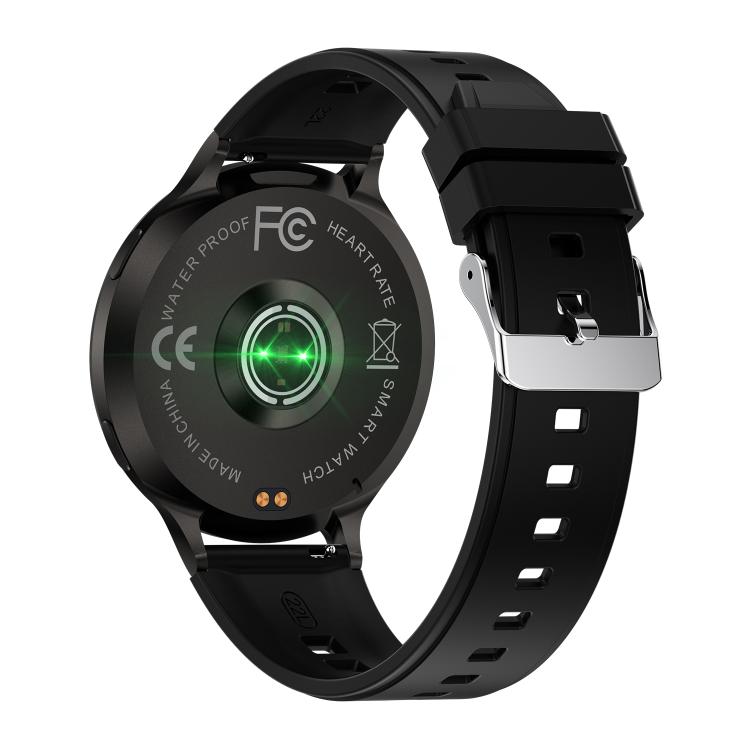 QS07 1.75 inch AMOLED Round Screen Smart Watch, Black Silicone Strap, Support Health Monitoring
