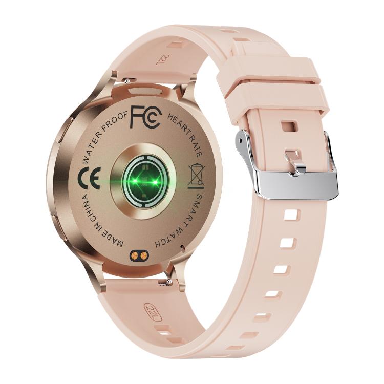 QS07 1.75 inch AMOLED Round Screen Smart Watch, Gold Silicone Strap, Support Health Monitoring