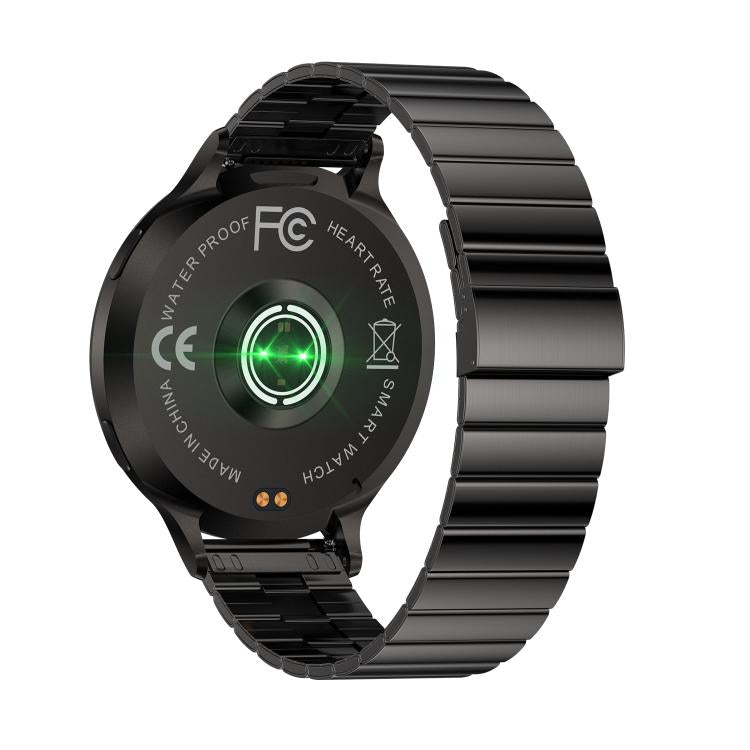 QS07 1.75 inch AMOLED Round Screen Smart Watch, Black Bamboo Strap, Support Health Monitoring