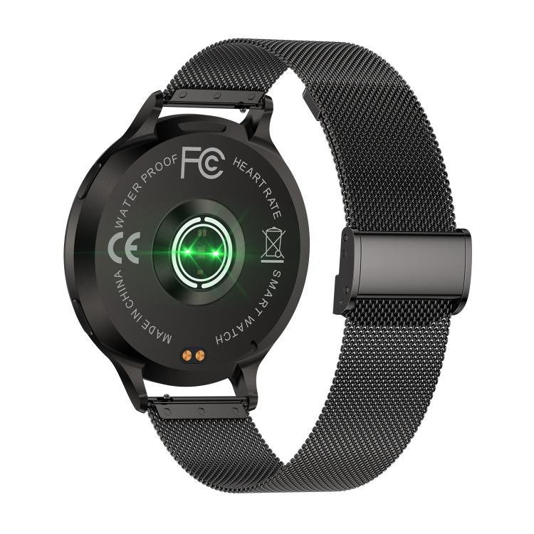 QS07 1.75 inch AMOLED Round Screen Smart Watch, Black Steel Strap, Support Health Monitoring