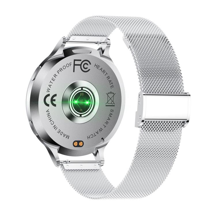 QS07 1.75 inch AMOLED Round Screen Smart Watch, Silver Steel Strap, Support Health Monitoring