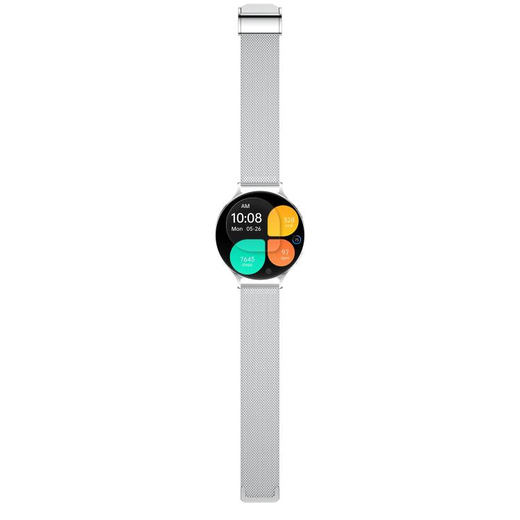 QS07 1.75 inch AMOLED Round Screen Smart Watch, Silver Steel Strap, Support Health Monitoring