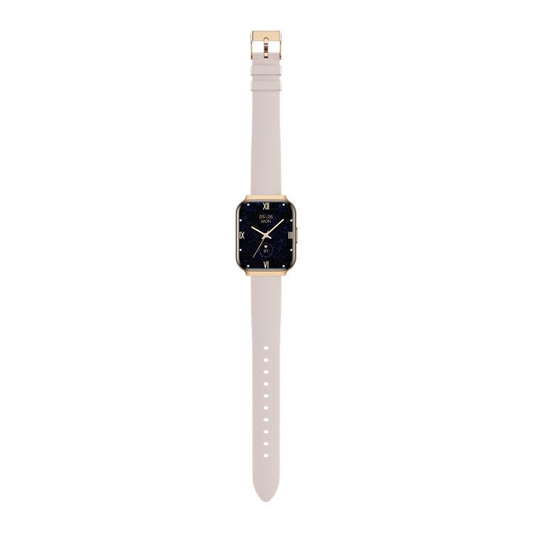 QS06 1.75 inch Square Screen Ultra-Thin Smart Calling Watch, Gold Silicone Strap, Support Health Monitoring