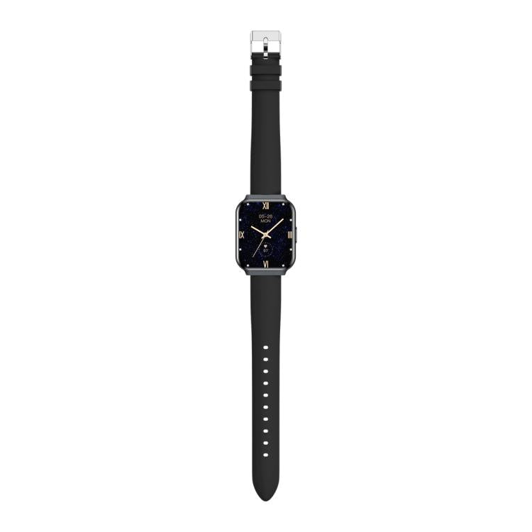 QS06 1.75 inch Square Screen Ultra-Thin Smart Calling Watch, Dark Gray Silicone Strap, Support Health Monitoring