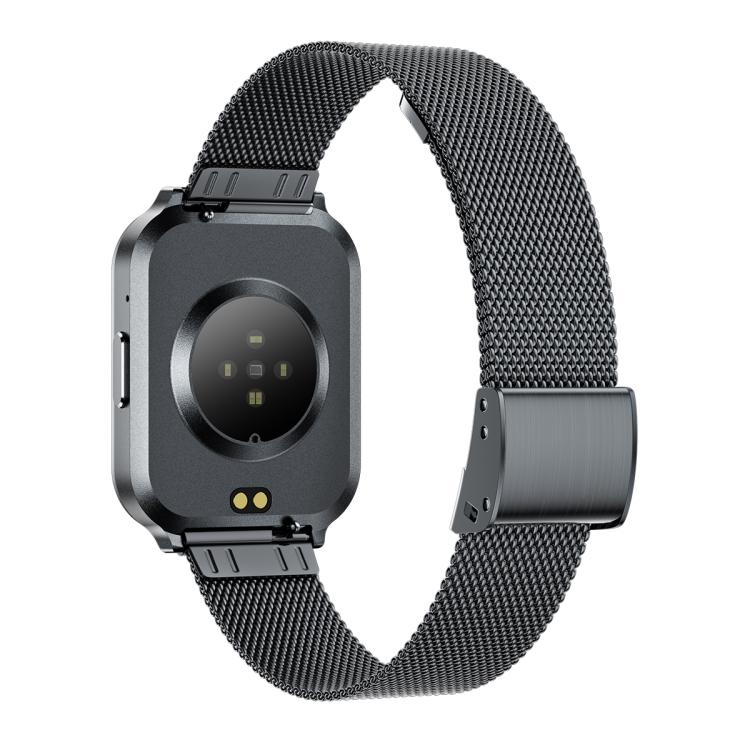 QS06 1.75 inch Square Screen Ultra-Thin Smart Calling Watch, Dark Gray Steel Strap, Support Health Monitoring