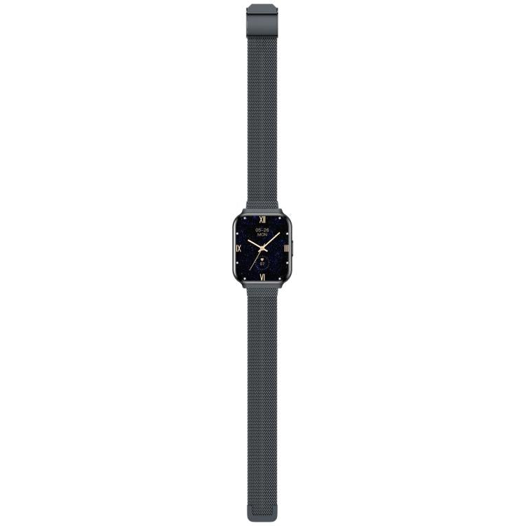 QS06 1.75 inch Square Screen Ultra-Thin Smart Calling Watch, Dark Gray Steel Strap, Support Health Monitoring