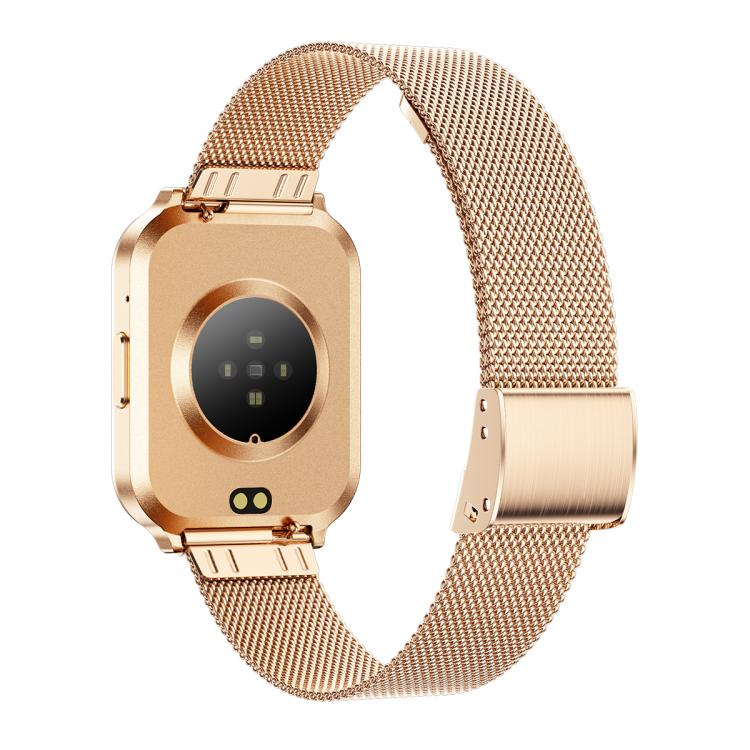 QS06 1.75 inch Square Screen Ultra-Thin Smart Calling Watch, Gold Steel Strap, Support Health Monitoring