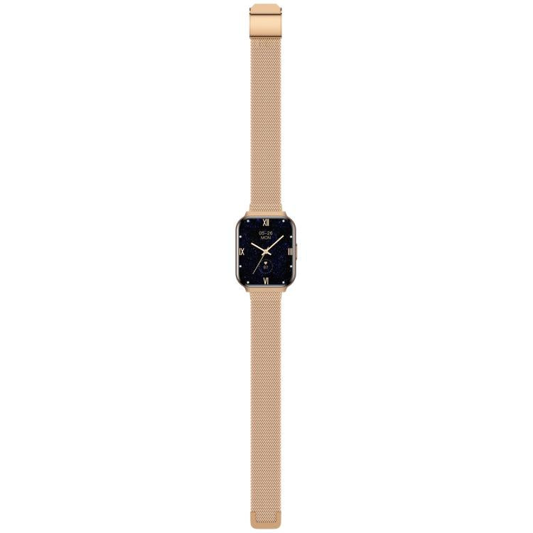 QS06 1.75 inch Square Screen Ultra-Thin Smart Calling Watch, Gold Steel Strap, Support Health Monitoring