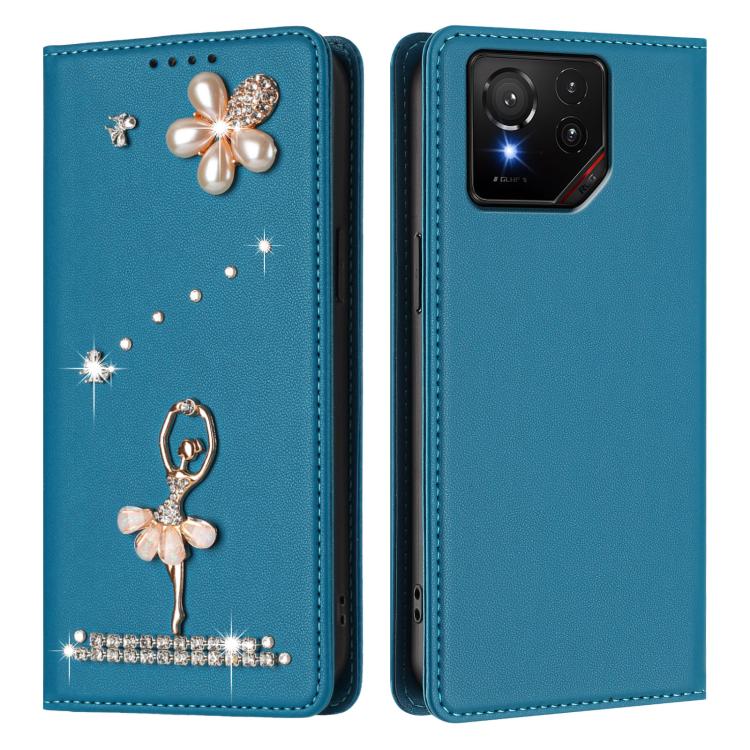 For Asus ROG Phone 9 / 9 Pro Ballet Girl Diamond Studded RFID Vegan Leather Phone Case