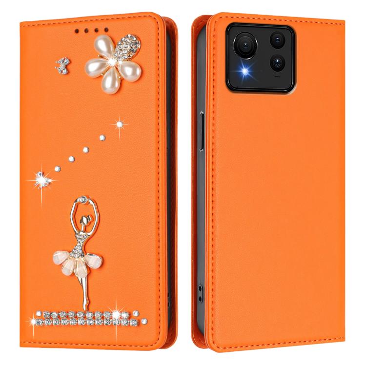 For Asus Zenfone 11 Ultra Ballet Girl Diamond Studded RFID Vegan Leather Phone Case
