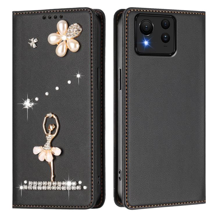 For Asus Zenfone 11 Ultra Ballet Girl Diamond Studded RFID Vegan Leather Phone Case