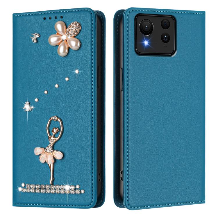 For Asus Zenfone 11 Ultra Ballet Girl Diamond Studded RFID Vegan Leather Phone Case