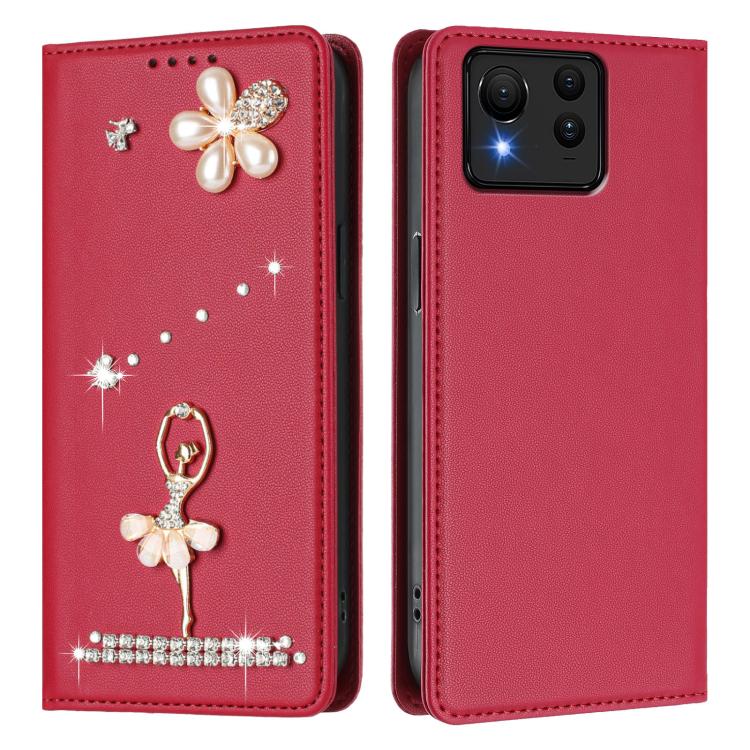 For Asus Zenfone 11 Ultra Ballet Girl Diamond Studded RFID Vegan Leather Phone Case