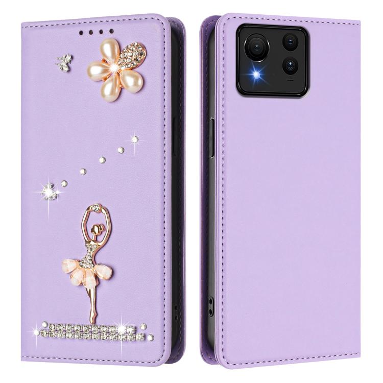 For Asus Zenfone 11 Ultra Ballet Girl Diamond Studded RFID Vegan Leather Phone Case