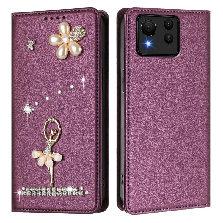 For Asus Zenfone 11 Ultra Ballet Girl Diamond Studded RFID Vegan Leather Phone Case